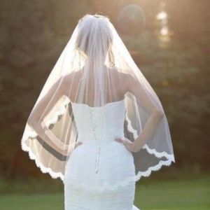 New White Veil with Comb